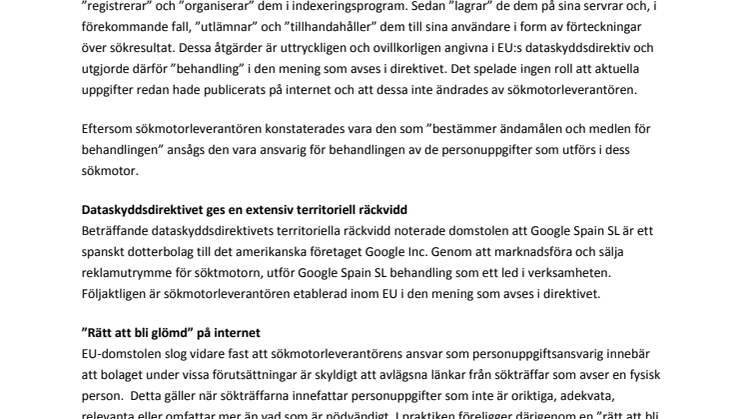 Google ansvarig för personuppgifter