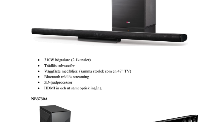 LG SOUNDBAR LINEUP