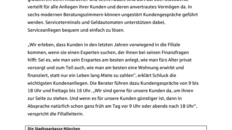 Die Filiale Stiglmaierplatz feiert ihren 100. Geburtstag