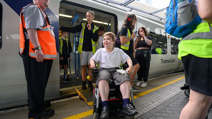 Student Ryan alights a Thameslink service from Burgess Hill at London Bridge
