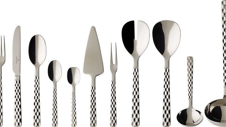 Confort et élégance à la fois – Couverts de table Boston : le motif façon taille diamant revisité en acier inoxydable