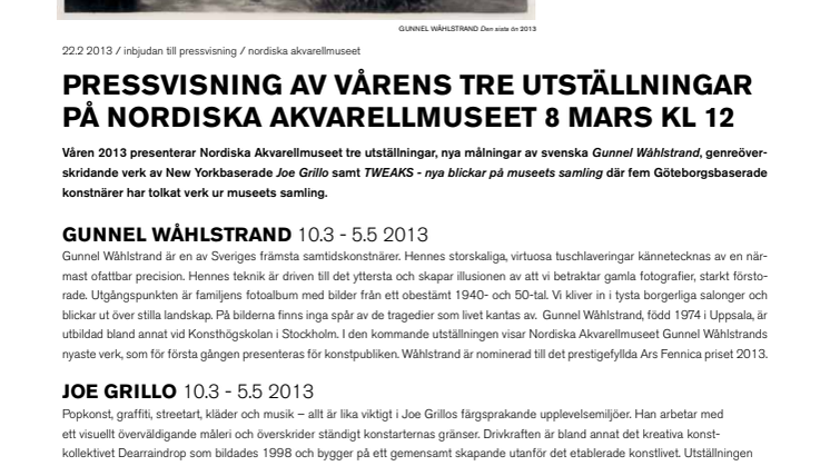 Gunnel Wåhlstrand på Nordiska Akvarellmuseet - pressvisning