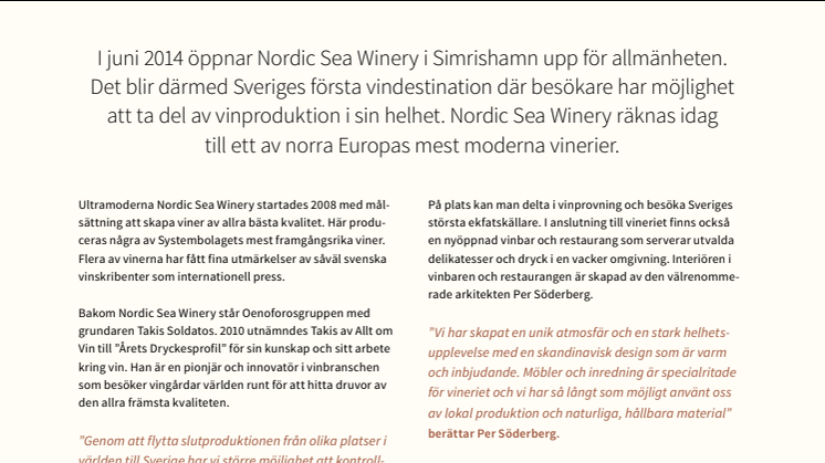 Välkommen till ett vineri i världsklass - Nordic Sea Winery i Simrishamn
