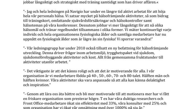 VD på Örebroföretaget Navigio Rekrytering & Ledarskap Nominerad till årets hälsosamma chef