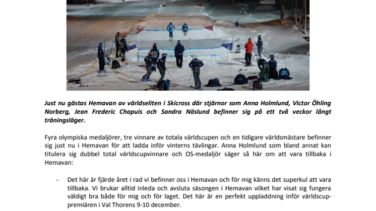 Världseliten i Skicross på plats i Hemavan