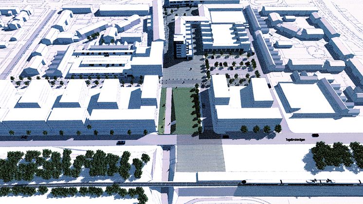 Oxie centrum, perspektiv från nordväst.