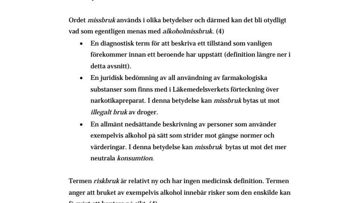Faktablad om alkoholberoende, diagnos