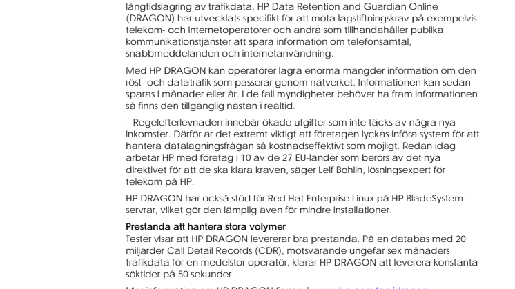 HPs nya lösning hjälper kommunikationsföretag att klara nya EU-krav på datalagring