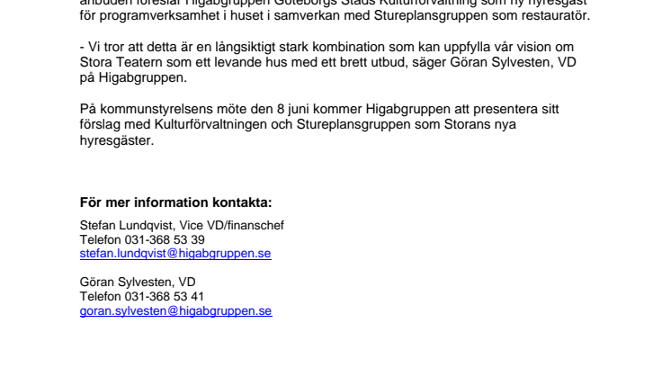 Stora Teatern i ny regi