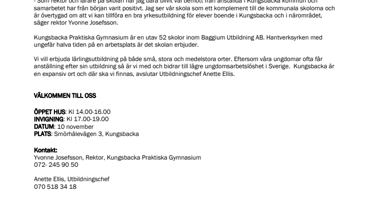 Invigning av Kungsbacka Praktiska Gymnasium