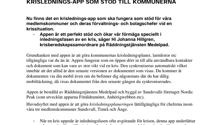 Krislednings-app som stöd till kommunerna