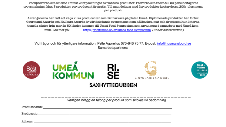 Husmansbord - Inbjudan Umeå 2022