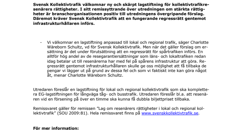 Fungerande regressrätt förutsättning för stärkta resenärsrättigheter
