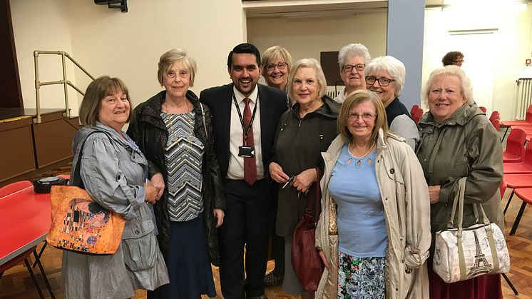 Cllr Tamoor Tariq with the successful group behind the Big Knit project. 