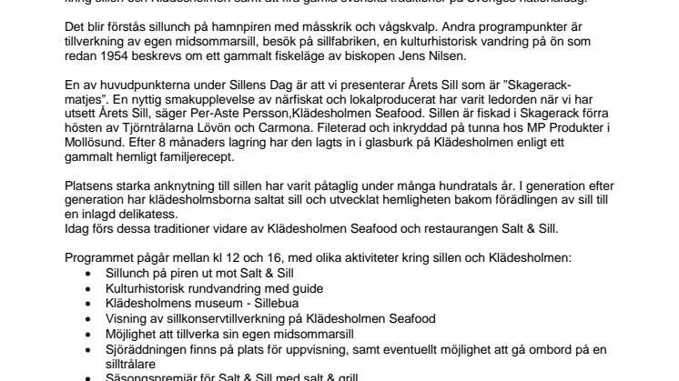 Nationaldagen blir Sillens Dag på Klädesholmen!