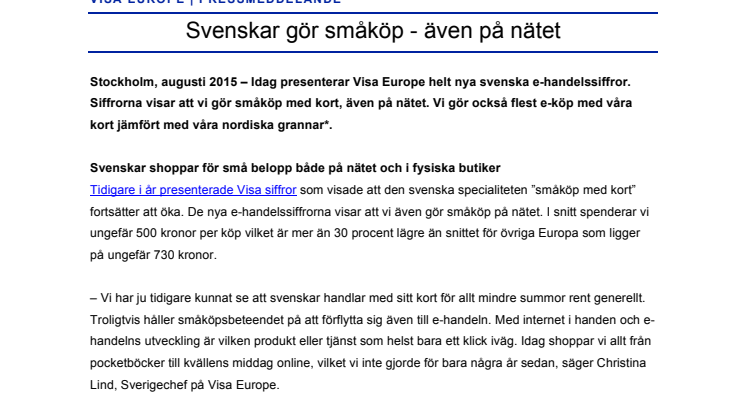 Svenskar gör småköp - även på nätet
