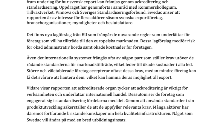 Ny rapport om hur svensk export kan främjas