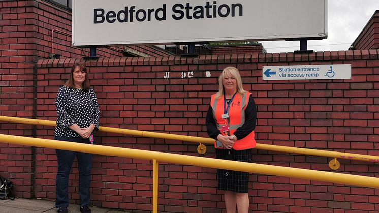 Sarah Broughton, Project Manager at Bedford Foodbank, with Bernie Lee, Bedford Station Manager