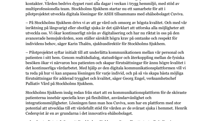 ​Med digitala stöd ökar Stockholms Sjukhem närvaron hemma hos individer inom palliativ vård