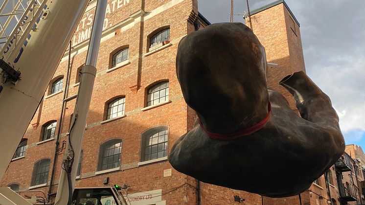 The top part of the 9 meters tall sculpture The Mother, in London