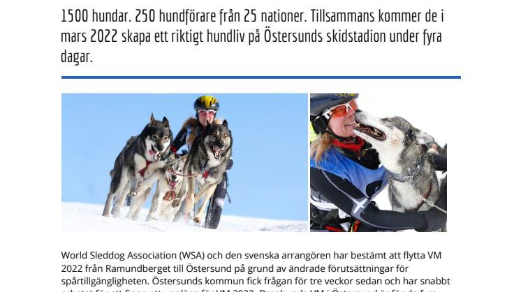 Draghunds-VM till Östersund 2022