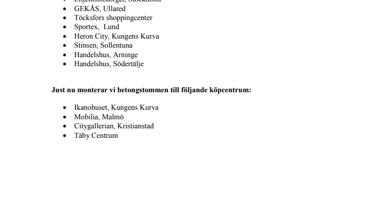 Strängbetong - Köpcentra vi har byggt