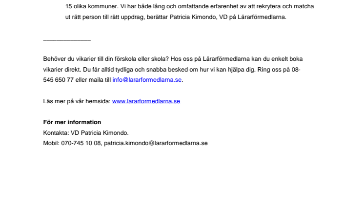 Lärarförmedlarna vinner avtal i Sollentuna kommun