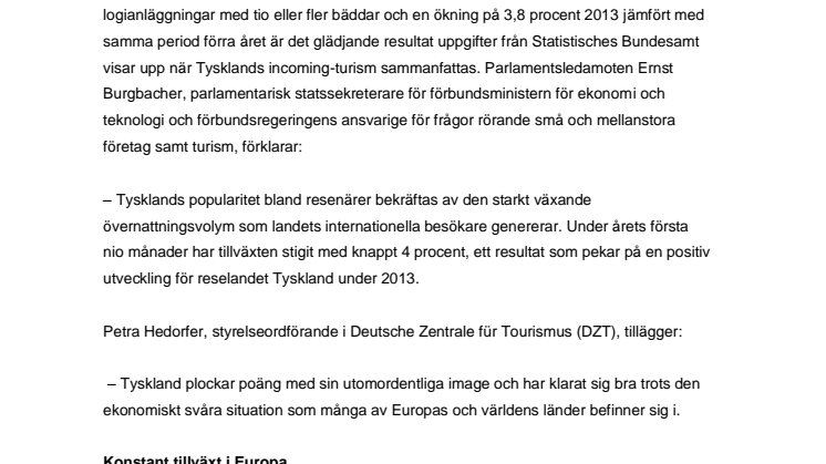 Fortsatt tillväxt för reselandet Tyskland