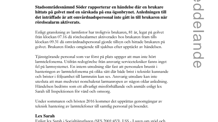 Slarv i hantering av larmtelefoner