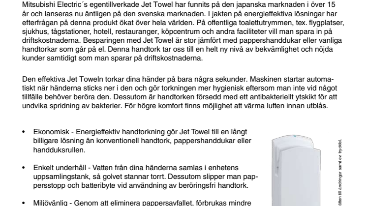 POPULÄR HANDTORK - JET TOWEL, GÖR ENTRÉ PÅ DEN SKANDINAVISKA MARKNADEN