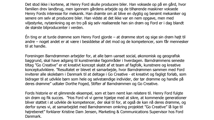 Ford vil gøre drøm til handling blandt danske skolebørn 