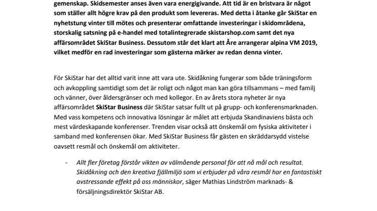 Årets Nyheter från SkiStar 2014/2015