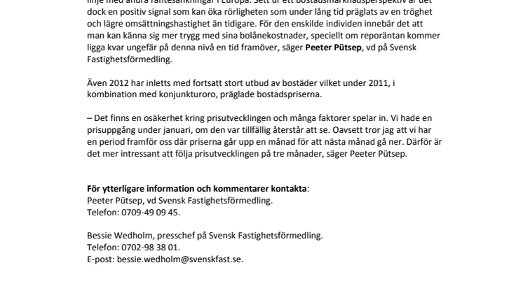Kommentar till Riksbankens beslut: Räntebeslut kan öka rörligheten