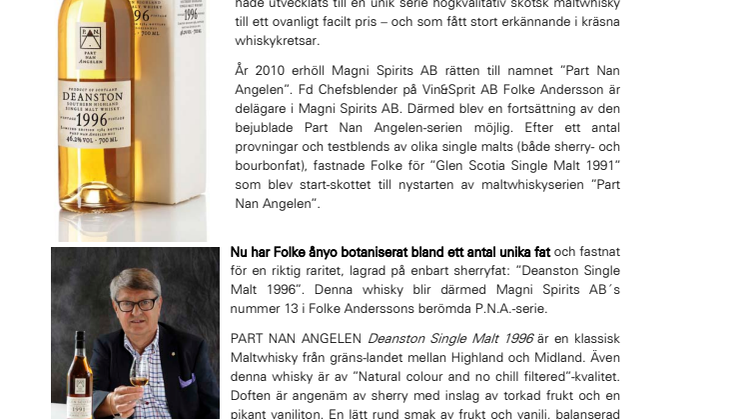 Folke Anderssons whiskyserie "Part Nan Angelen" har fått tillökning