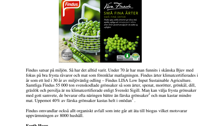 Earth Hour 2012: Findus grönsaksodlingar smarta för klimatet