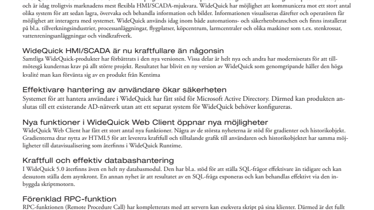 Kentima lanserar WideQuick 5.0