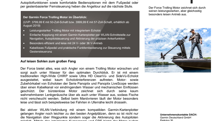 Volle Kraft voraus mit dem Garmin Force Trolling Motor