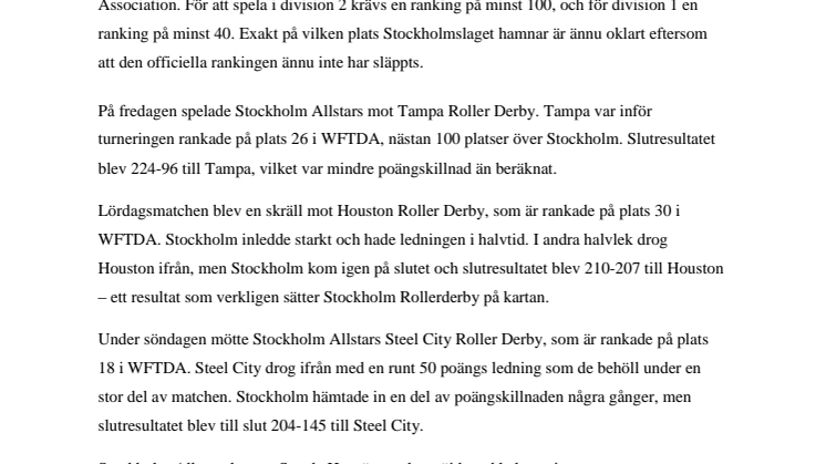 Stora framsteg för Stockholm Rollerderby i Florida