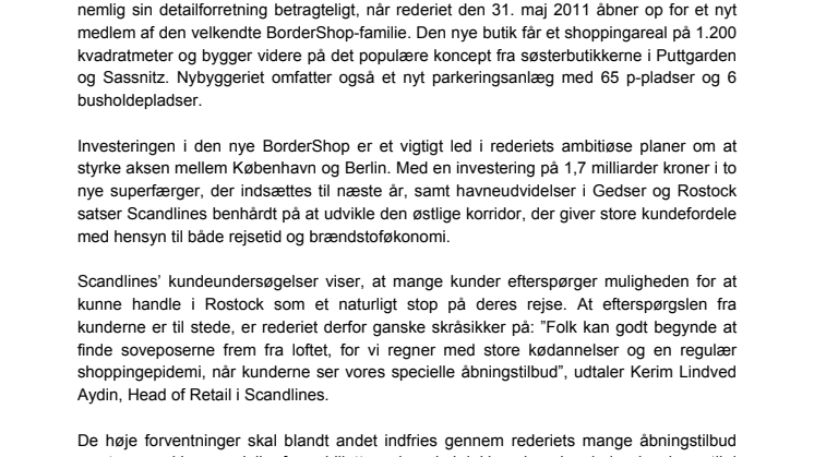 Scandlines slår dørene op for ny BorderShop i Rostock den 31. maj