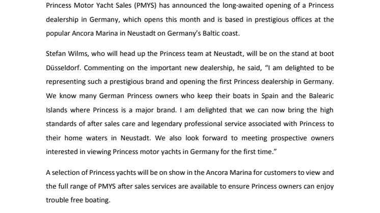 Princess Motor Yacht Sales - boot Düsseldorf: Princess Motor Yacht Sales Opens German Office