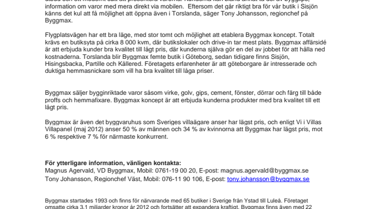 Byggmax har öppnat ny butik i Torslanda