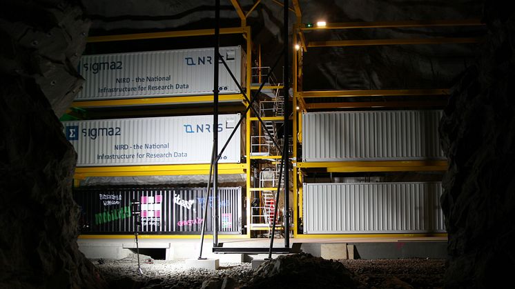 Det nasjonale lagringsanlegget NIRD står 60 meter under bakken, 700 meter inne i et fjell på Vestlandet. Her skal de viktige europeiske språkdataene lagres, godt beskyttet mot naturkatastrofer, krig og terror. Foto: Sigma2.