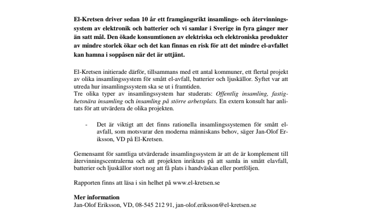 Framtidens insamlingssystem för smått elavfall