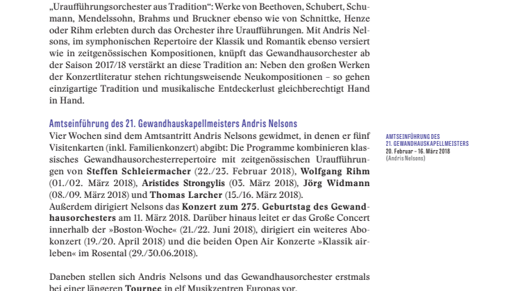 Pressemappe Gewandhausorchester Saison 2017/2018