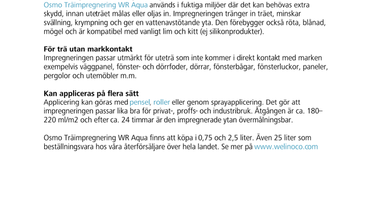 Vattenbaserad impregnering för uteträ