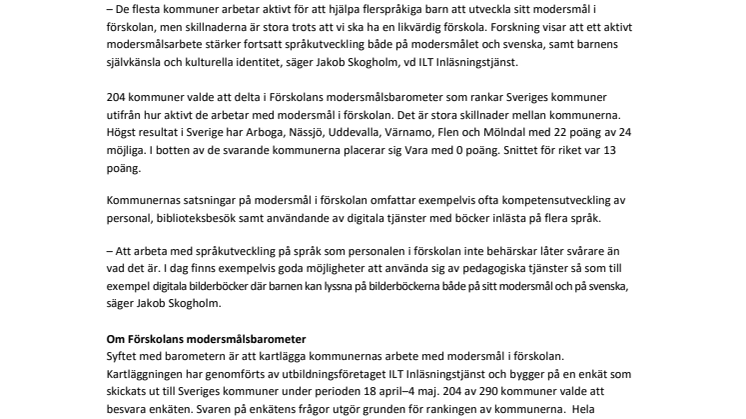 Stora skillnader i Förskolans modersmålsbarometer