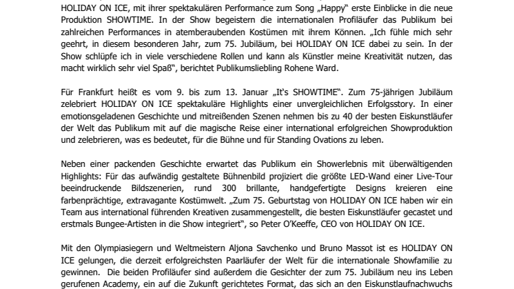 HOLIDAY ON ICE stellt neue Produktion SHOWTIME in Frankfurt vor