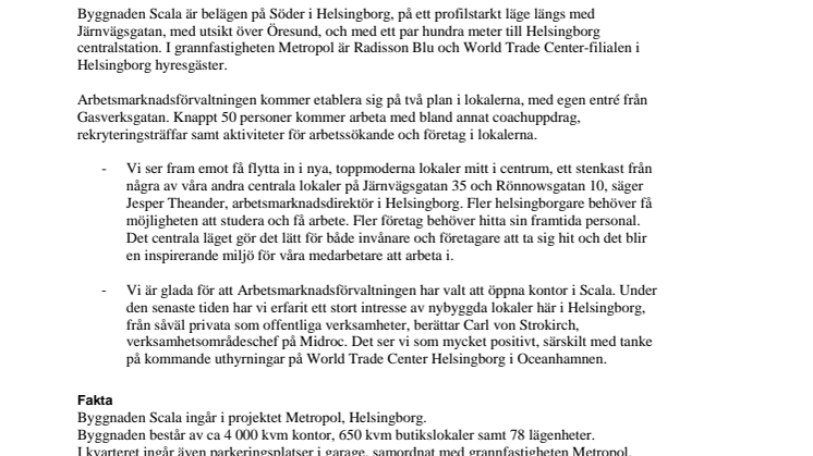 Midroc hyr ut till Arbetsmarknadsförvaltningen i Helsingborg