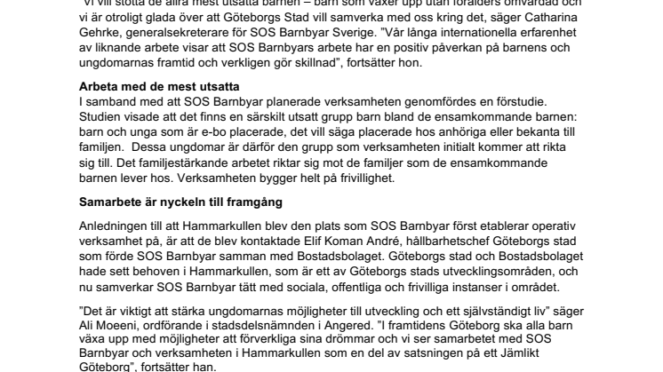 SOS Barnbyar startar professionellt mentorsprogram i Hammarkullen