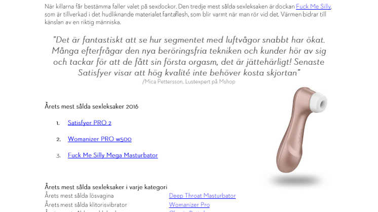 Årets mest sålda sexleksak 2016